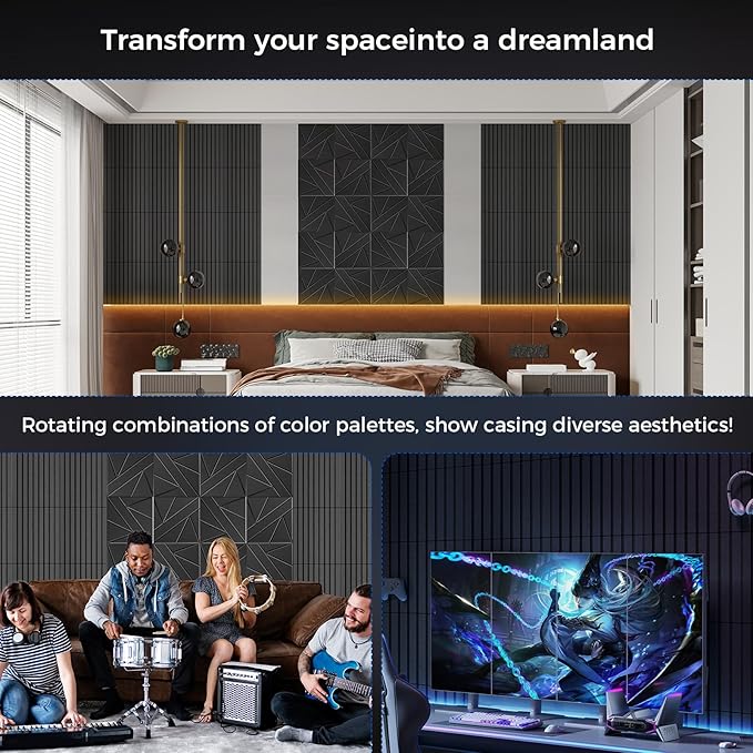 8 Pack Large Soundproof Wall Panels, 15.7 x 15.7 x 0.47 in Sound Proof Foam Panels for Walls, 1.2lb/ft³ High Density, Thicker 0.47in, Acoustic Panels, Sound Dampening Panels Black