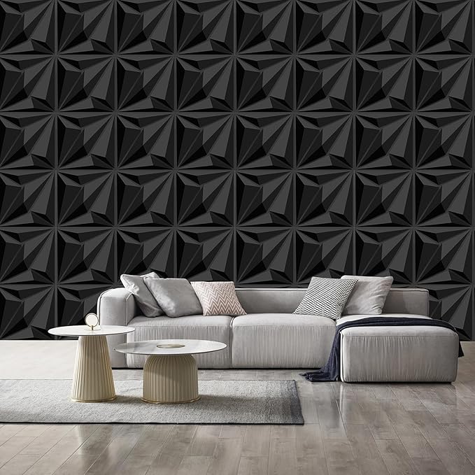50 Pack 3D Textured Wall Panels – 12x12'' PVC Wall Coverings – Easy Install, Waterproof – Modern Accent Wall Decor for Living Room, Bedroom, Game Room – Covers 50 Sq.Ft.