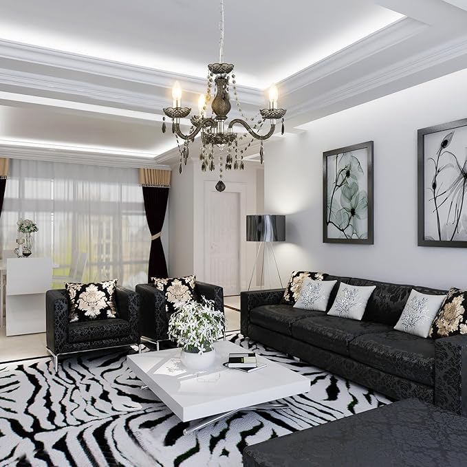 Luvkczc Black Chandelier Small Crystal Chandeliers Lighting Mini Acrylic Chandelier 3 Light Modern Pendant Light Fixtures for Restaurant, Bar, Dining Room, Bathroom