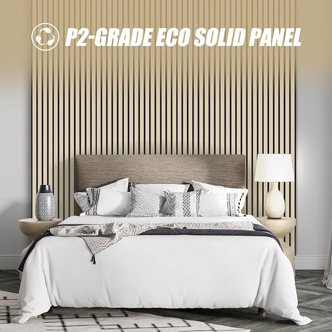 4 Pack 94.5" × 11" Wood Panels for Wall, Acoustic Soundproof Wall Slat Panels, 3D Wall Panels for Home Office Decoration,Natural Oak