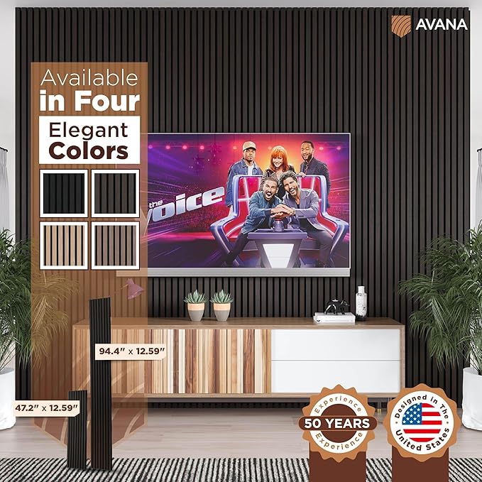 Avana Acoustic Wood Wall Panels – 47.2 x 12.6 Inch Smoke Oak Acoustic Panels 1 PC – Wall Panels For Interior Wall Decor for Homes, Offices, Studios – Modern Sturdy & Durable Wood Panels For Wall