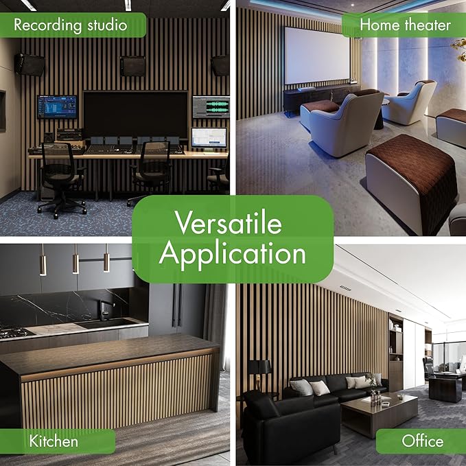 Art3d 4-Pack 12" x 93" Soundproof Wood Slat Panels, 31 sq.ft Acoustic Wall Panels, 3D Wall Panels with Wood Slat Design, Decorative Wood Wall Panel for Accent Walls-Oak