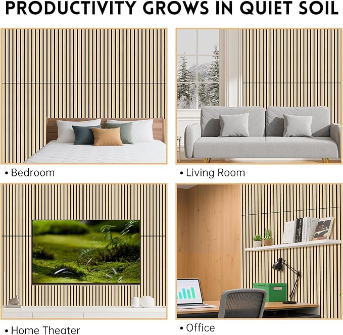 4 Pack Wood Panels for Wall, 47.2"×23.6" Wood Slat Acoustic Panels for Wall, Soundproof Panels, 3D Fluted Panels for Interior Decor (Oak)