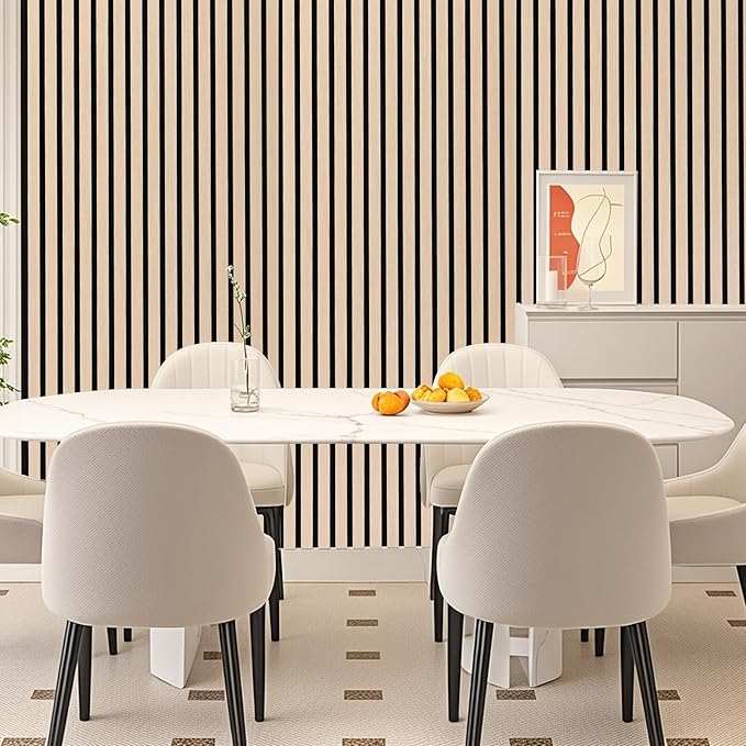 3D Slat Acoustic Wall Panels with Wood Finish Accent, 2 Pack Sound Absorbing Paneling for Studio, Office, Living Room, Bedroom Interior Decor (Natural Oak, 48''L x 24''W)