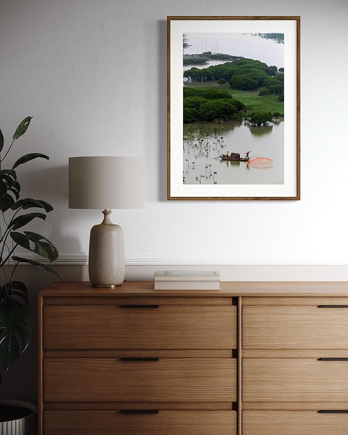 Oriental Beauty: Stunning Feng Shui Landscape Wall Art Vertical Prints for Home Decor in 3 Sizes (Casting Nets in the Mangrove Waters, 20" x 30", Oriental Beauty)