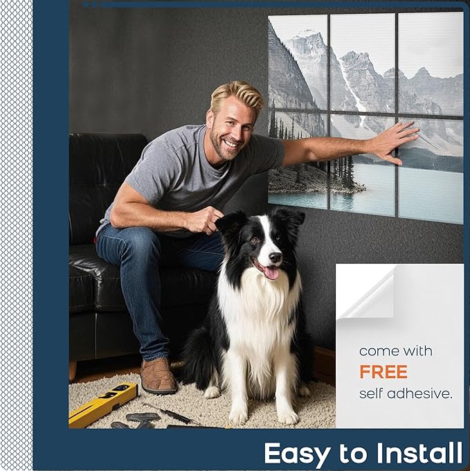 BUBOS 8 Pack Art Acoustic Panels Soundproof Wall Panel,47.2X31.4 Inches Sound Absorbing Panel,Self-Adhesive Decorative Acoustical Wall Panels, Acoustic Treatment for Ceiling Home Office(Lake)