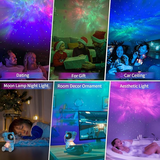 Astronaut Galaxy Projector, Star Projector with Timer and Remote, Night Light with Moon Lamp, LED Nebula Lamp for Kids Adults, Room Decor Gift (Blue Pro)