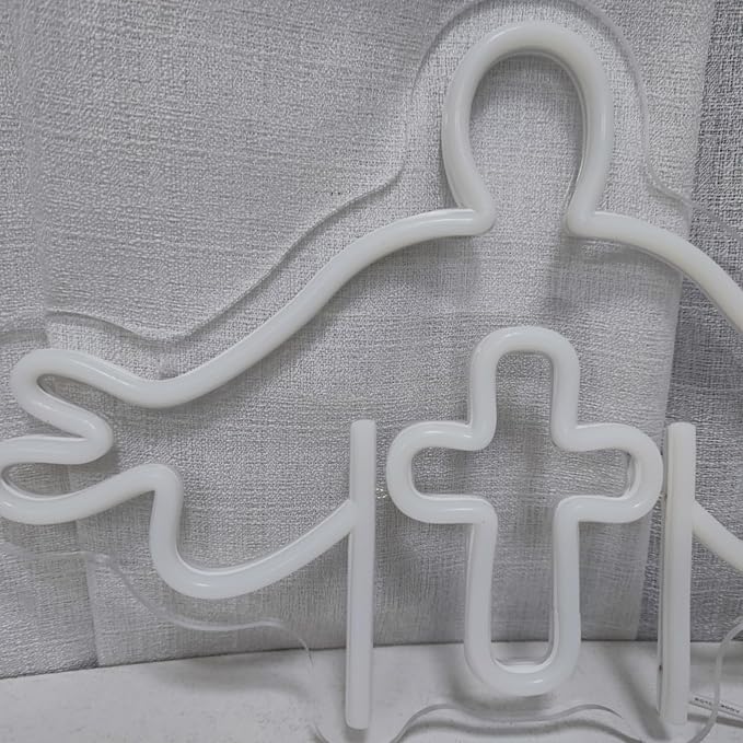 Neon Cross LED Cross Cross Neon Sign for Wall Decor, Christian LED Cross Light Cross Light for Room Bedroom Christian Wedding Party Wall Decoration Birthday Party, 13.7" x 9.3"
