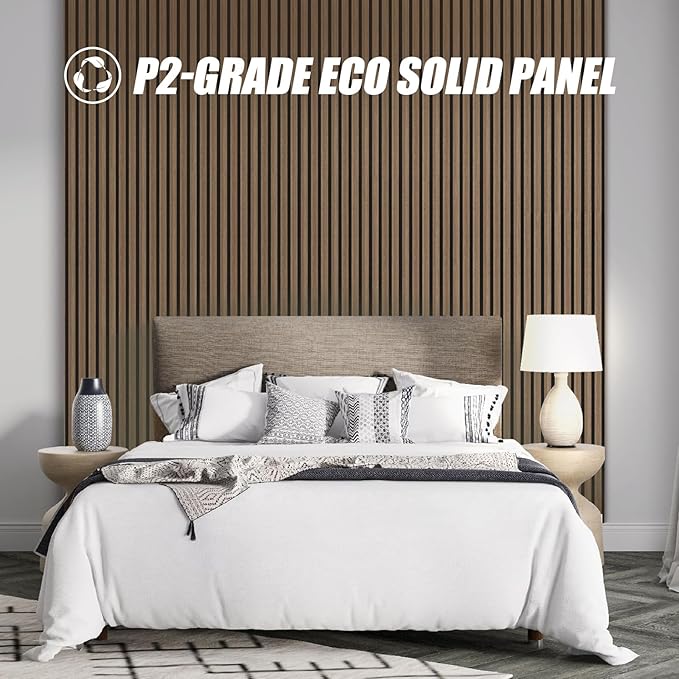 4 Pack 94.5" × 11" Wood Panels for Wall, Acoustic Soundproof Wall Slat Panels, 3D Wall Panels for Home Office Decoration, Natural Walnut