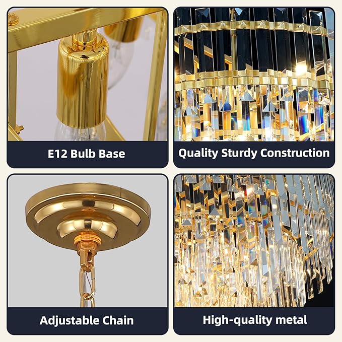 31.5" Modern Crystal Chandelier, 3-Tier Gold Pendant Light with 13 Lights, Luxury K9 Crystal Ceiling Fixture for Dining Room Living Room Foyer