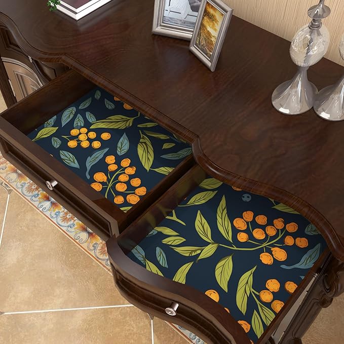 Blue Orange Green Wallpaper Peel and Stick Boho Leaves Floral Contact Paper Removable Waterproof Stick on Walls Countertop Cabinet Renter Friendly 17.5 x 118In