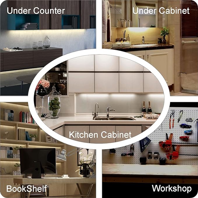 Under Cabinet Lights Built-in ADIUSTABLE Cable LED Light Bar No Messy Wires! Touch Under Counter Lights for Kitchen 3Pcs 6500K Cool White 1350Lm Under Cabinet Lighting Good for Timer Smart Plug