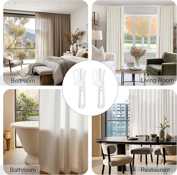 20 PCS Plastic Curtain Hooks Adjustable Pinch Pleat Curtain Clips Room Divider Curtain Hooks for Drapes