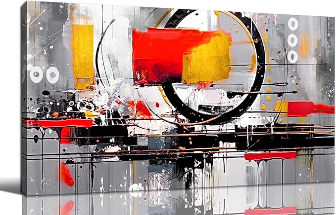 Abstract Art Work for Wall Decor - Colorful Living Room Paintings for Wall Decor Ready to Hang Size 29" x 59"