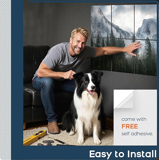 BUBOS 8 Pack Art Acoustic Panels Soundproof Wall Panel,47.2X31.4 Inches Sound Absorbing Panel,Self-Adhesive Decorative Acoustical Wall Panels, Acoustic Treatment for Ceiling Home Office(Forest2)