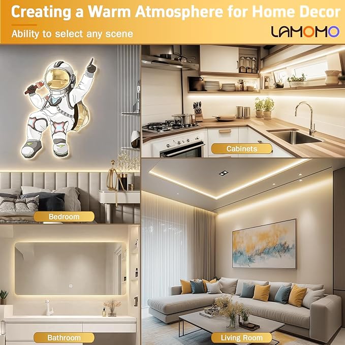 Lamomo LED Strip Lights Neutral White, 32.8Ft Dimmable LED Rope Lights, 4500K Waterproof Silicone LED Neon Lights for Bedroom Indoor Home Decor (Power Adapter Included)