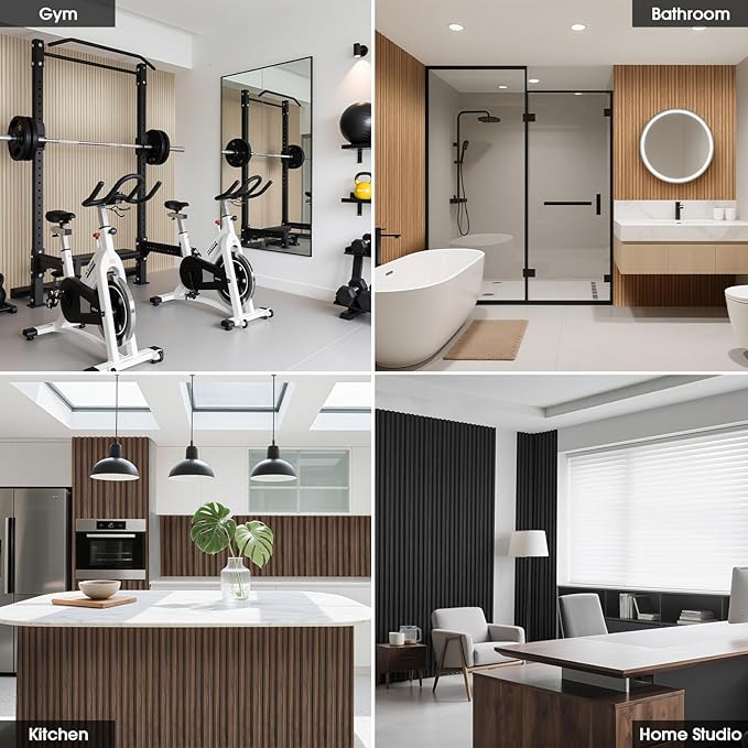 WPC Slat Wall Panels 8 Pack 96" x 6", Waterproof Fluted Wall Paneling, Accent 3D Wall Panel for Wall Decor, Bathroom, Bedroom, Office - Low Grille Walnut (Cover Approx.32 sq.ft)