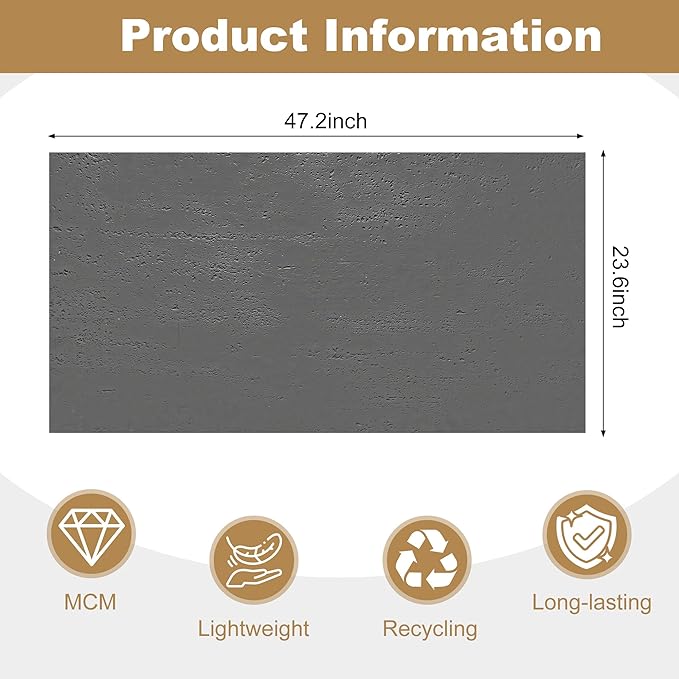 KASARO 3D Faux Stone Wall Panels, 4 PCS MCM Flexible Wainscoting Panels for Exterior/Interior Decor, Modified Clay Material, Accent for Home, Art, Commercial, Cement Grey, 47.2 × 23.6 inch