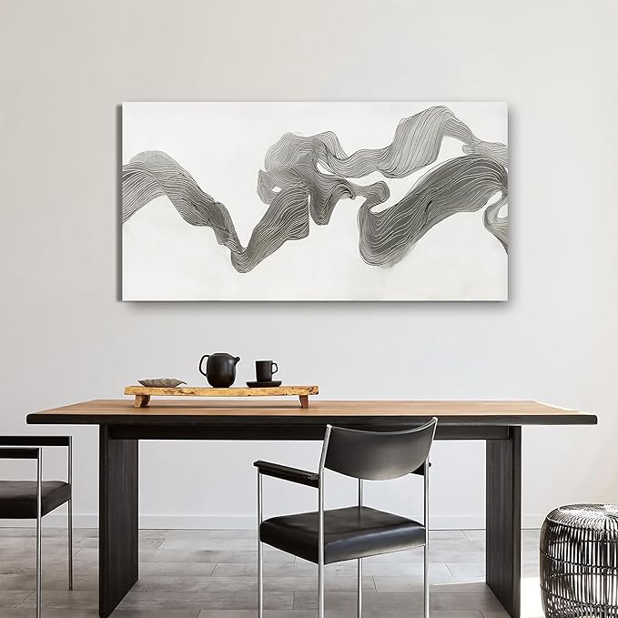 Abstract Wall Art Decor Wall Art Pictures for Living Room Abstract Canvas Art Wall Decor Gray White Wall Art Prints Artwork for Walls Modern Minimalist Wall Art Decorations Home Office Decor 20" X 40"