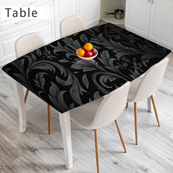 Nuxovilar Black Damask Floral Textured Peel and Stick Wallpaper, 15.75"x39.37", Self-Adhesive Contact Paper, Vintage Elegant Pattern for Bedroom, Living Room and Table Decor