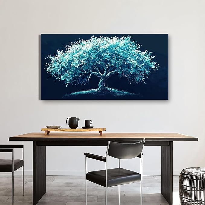 Canvas Wall Art Decor Green Tree of Life Wall Art Decorations Wall Art Pictures for Living Room Modern Bltanical Wall Art Prints 20" X 40" Canvas Art Wall Decor Artwork for Walls Bedroom Office Decor