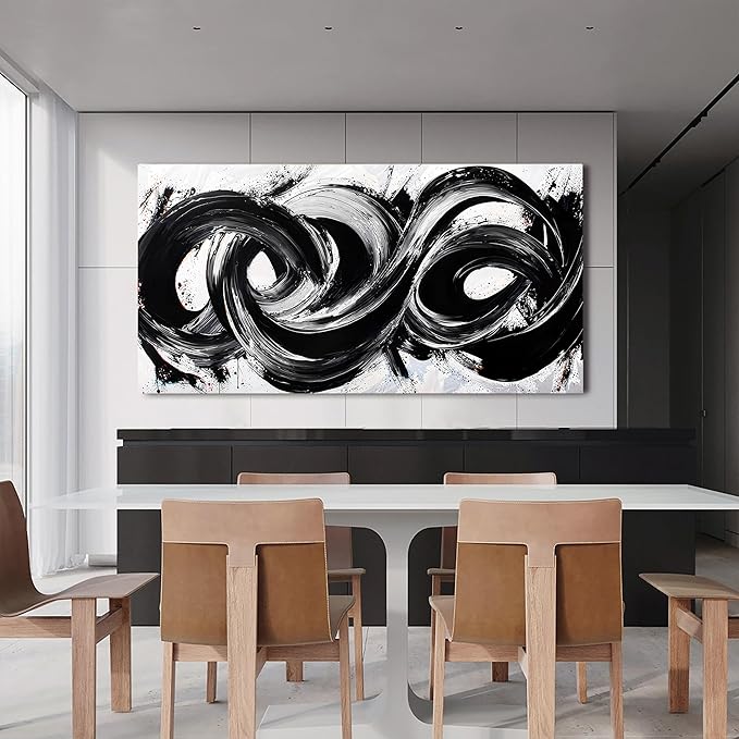 Abstract Wall Art Decor Wall Pictures for Living Room Abstract Canvas Art Wall Decor Large Black and White Wall Art Prints Oversized Minimalist Wall Art Decorations Bedroom Home Wall Art Decor 29" X 58"