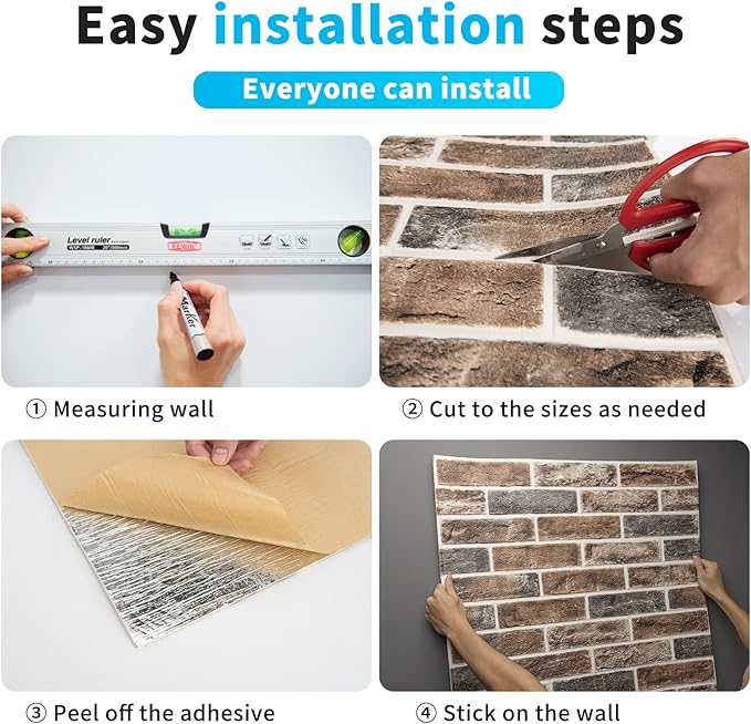 Art3d 10-Pack 52.5 Sq.Ft Faux Brick 3D Wall Panels Peel and Stick in Gray Brown, Self Adhesive Waterproof Foam Wallpaper for Bedroom, Bathroom, Kitchen