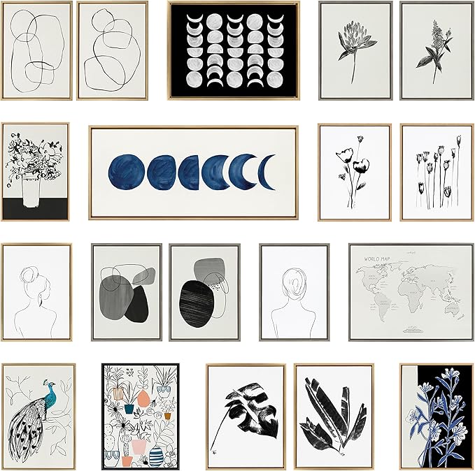 Kate and Laurel Sylvie 871 Modern Circles and 869 Going in Circles Framed Linen Textured Canvas Wall Art Set by Teju Reval of SnazzyHues, 2 Piece Set 28x38 Natural, Modern Abstract Art for Wall