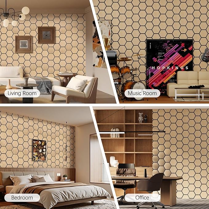 4 Packs Acoustic Wall Panels - Self-Adhesive 3D Wood Slat Wall Panel- Peel and Stick Sound Absorbing Panels for Noise Reducing - Feature Wall Decor for Home & Office