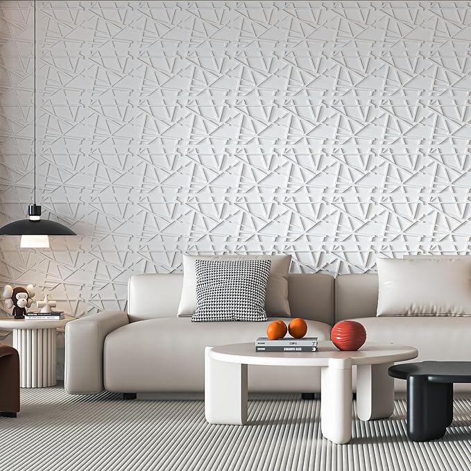 Art3d 100 Pack Decorative 3D Wall Panels, 97 Sq.Feet PVC Interior Wall Décor, 11.8"x11.8", White