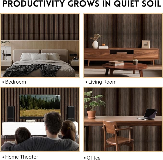 4 Pack Wood Panels for Wall, 47.2"×23.6" Wood Slat Acoustic Panels for Wall, Soundproof Panels, 3D Fluted Panels for Interior Decor (Dark Walnut)