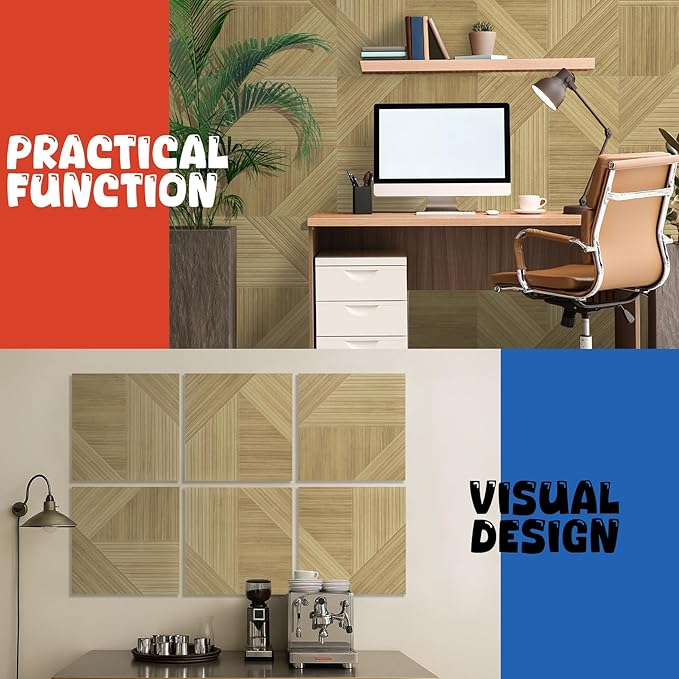Large Acoustic Panels 6 Pack,Soundproof Wall Panels 23.6 x 23.6 Inches,Decorative Sound Panels,Self-Adhesive Acoustic Wall Panels for Home Studio Office, Harmony Geometric