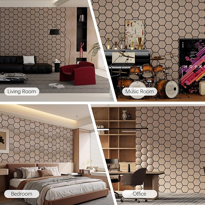 4 Packs Acoustic Wall Panels - Self-Adhesive 3D Wood Slat Wall Panel- Peel and Stick Sound Absorbing Panels for Noise Reducing - Feature Wall Decor for Home & Office