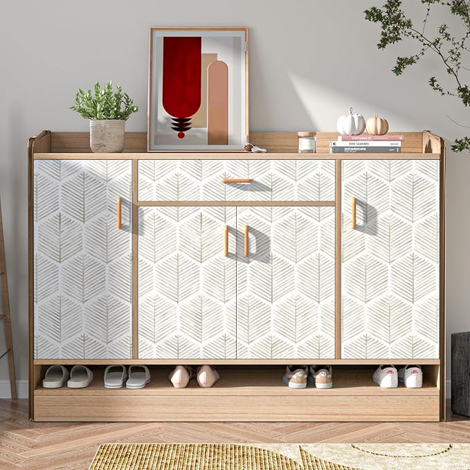 MelunMer Modern Peel and Stick Wallpaper Boho Contact Paper for Cabinets/Drawers 787In L 17.3In W Self Adhesive Removable Wallpaper for Bedroom/Bathroom Waterproof Geometric Contact Paper Beige/White