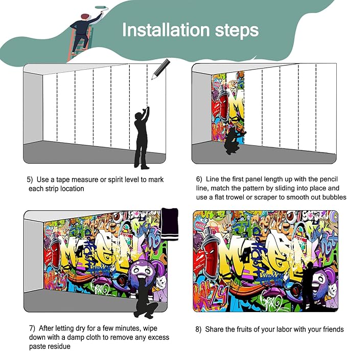 -Nursery Color Graffiti Abstract Letters Bedroom Wallpaper XT16 L 180" x 115"