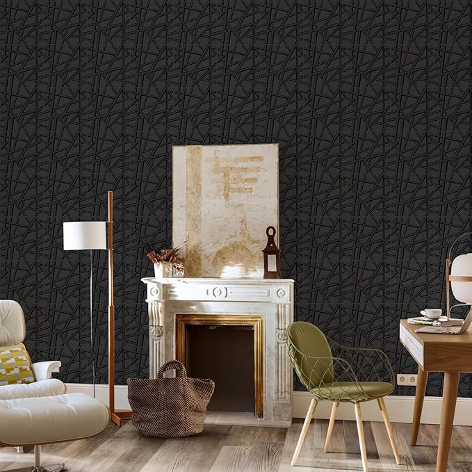 33 Pack 3D Wall Panels for Interior Wall Decor, 12''x12'' Black Accent Textured Wall Panels, Wall Covering Panles for Living Room, Gaming Room, TV Background, Cover 32 Sq.Ft