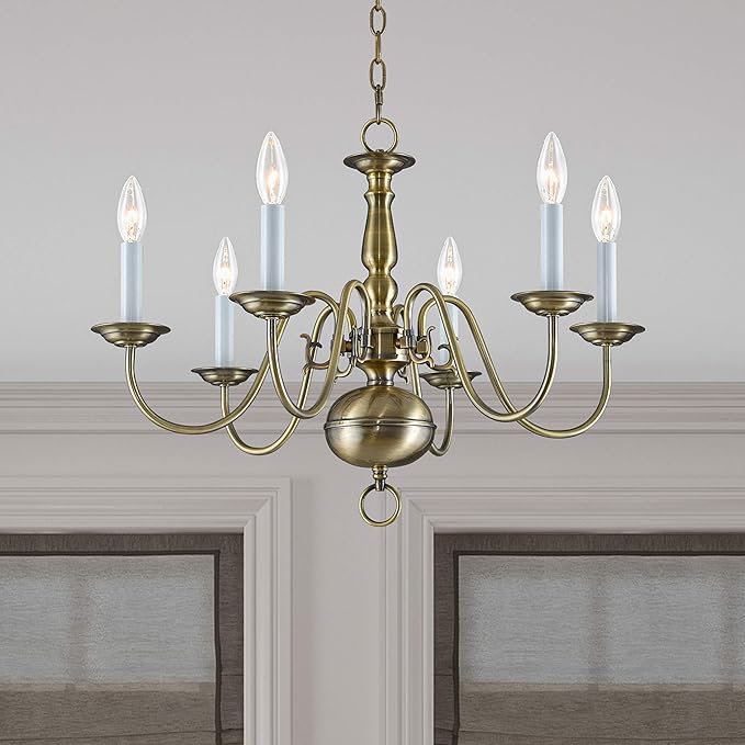 Livex Lighting 5006-91 Williamsburgh 6 Light Brushed Nickel Chandelier,18Hx24W,5006-91