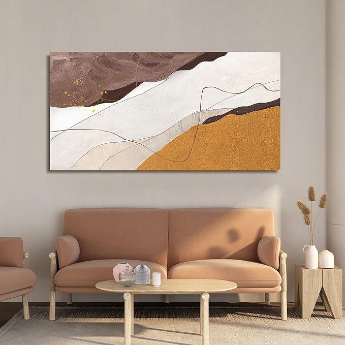 Canvas Wall Art Decor Abstract Canvas Art Wall Decor Abstract White Wall Art Prints Modern Minimalist Wall Art Decorations Brown Artwork for Walls Bedroom Office Kitchen Wall Decor 20" X 40"