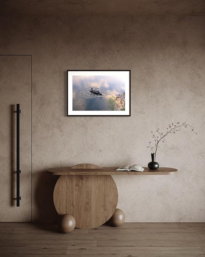 Oriental Beauty: Stunning Feng Shui Landscape Wall Art Prints for Home Decor in 3 Sizes (Silent Waters: Traditional Boatman at Dawn, 24" x 36")
