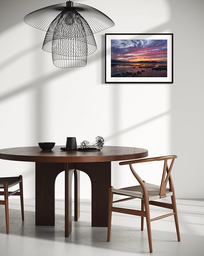 Oriental Beauty: Stunning Feng Shui Landscape Wall Art Prints for Home Decor in 3 Sizes (Serene Sunset Over a Coastal Fishing Village, 12" x 18")