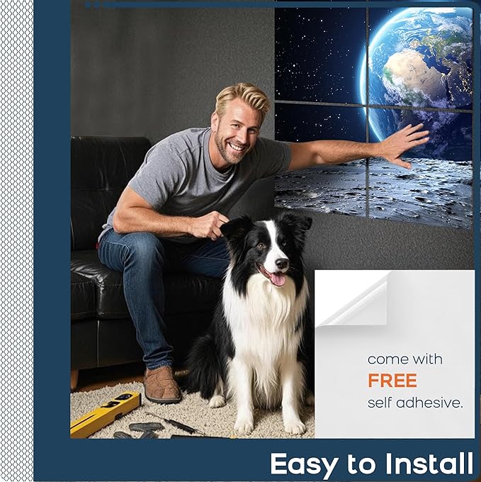 BUBOS 6 Pack Art Acoustic Panels Soundproof Wall Panel,70.8X47.2 Inches Large Sound Absorbing Panel,Self-Adhesive Decorative Acoustical Wall Panels, Acoustic Treatment for Home Office(Earth)