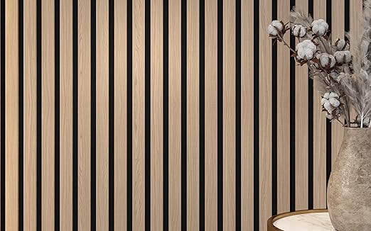 94" L x 24" W Acoustic Wood Wall Paneling, Decorative Sound Proof Panels for and Ceilings, 3D Slat Panels, Wood Slat Panels (Set of 10) (Light Cold Oak.)