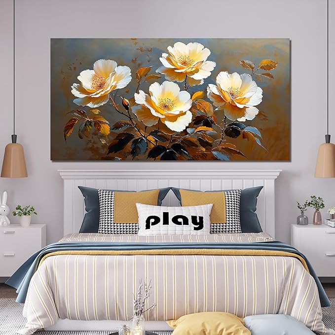 Canvas Oversized Wall Art Decor Wall Art Picture for Living Room Canvas Art Wall Decor Vintage Botanical Wall Art Prints Large Flowers Wall Art Artwork for Walls Bedroom Office Home Decor 29" X 58"