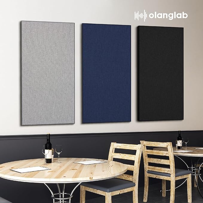 Olanglab Sound Absorbing Acoustic Wall Panels 2 Pack, 2'' 24''x48'' Fiberglass Sound Dampening Panels, Large Fabric Wrapped Sound Proof Panels for Walls (Light Gray)
