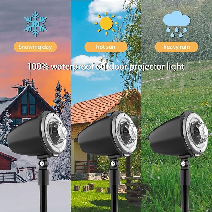 Christmas Laser Projector Lights - Waterproof Holiday Projector Outdoor with 10 Color, Aurora & Ocean Wave Pattern, Outside Landscapes Spotlights for House,Garden,Yard Halloween Christmas Decoration