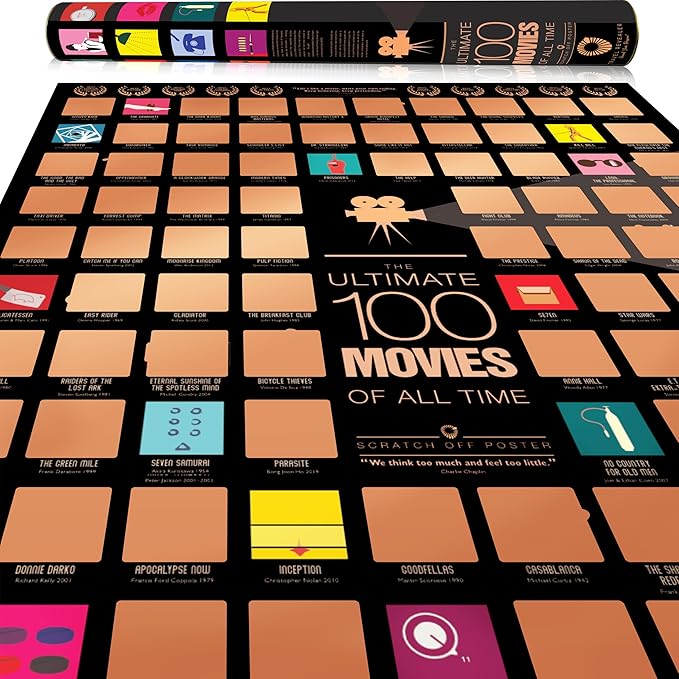 Travel Revealer Top 100 Movie Scratch Off Poster 2025 Selected IMDb Ultimate 100 Movies Scratch Off Poster 17x24 Best Films of All Time Movie Bucket List