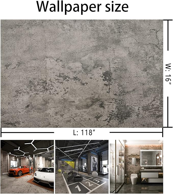 BAYYA Cement Gray Contact Paper Concrete Peel and Stick Wallpaper Industrial Style Self Adhesive Paper Waterproof Removable Decorative Paper Vinyl Film Furniture Stickers for Bathroom Kitchen Cabinets