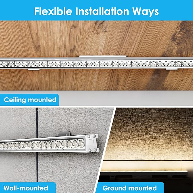 72W Outdoor Led Wall Washer Lights Bar, 40 Inches 5000K Daylight White Aluminium Wall Washer Light, 120V Waterproof IP67 Outdoor LED Light Bar for Outdoors, Plug-in (2 Pack)