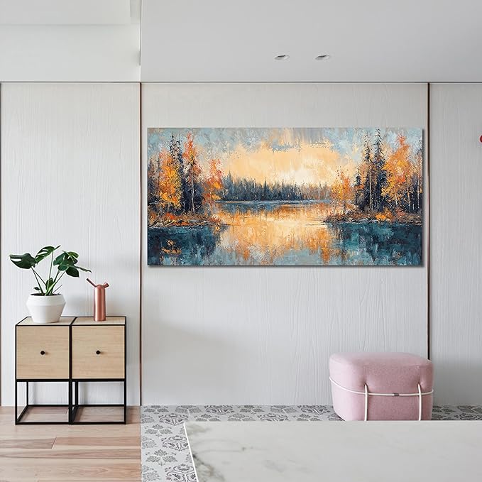 Canvas Wall Art Decor Large Wall Art for Living Room Canvas Art Wall Decor Nature Landscape Wall Art Decor Pictures Yellow Nightfall Wall Art Prints Artwork for Walls Bedroom Office Wall Decor 24"X48"