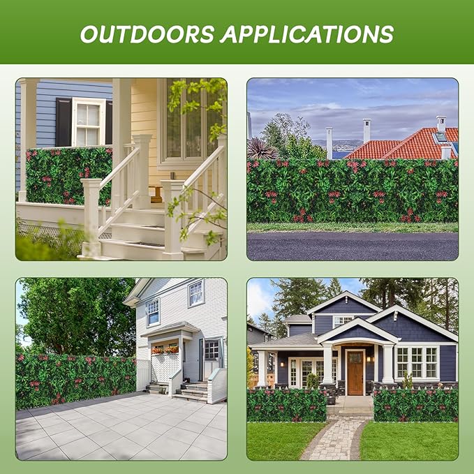 Artificial Grass Wall Panels 6 Pack 20"x20" - UV Protected Privacy Fence Screen, Hedge Green Wall Decor Backdrop,Realistic Fake Grass Backdrop for Indoor Weddings & Outdoor Gardens